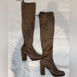 Free People tan suede thigh high boots